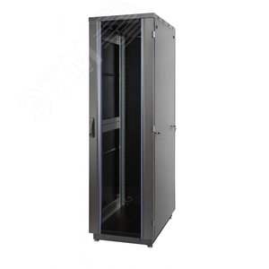 Шкаф Racknet 600x800x22U, передняя дверь стеклянная одностворчатая, задняя дверь металлическая одностворчатая, боковые панели, шнуры заземления, ножки, черный