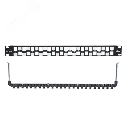 Изображение товара Панель Коммутационная 19 наборная, UTP 6A, 1U, 24 порта, черный (шт)