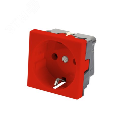 Изображение товара Розетка 2P+E немецкий стандарт 45 x 45 мм, без шторок, красный (шт)