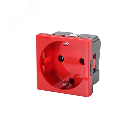 Изображение товара Розетка 2P+E немецкий стандарт 45 х 45 хм, с защитными шторками, красный (шт)