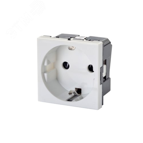 Изображение товара Розетка 2P+E немецкий стандарт 45 х 45 хм, с защитными шторками, белый (шт)