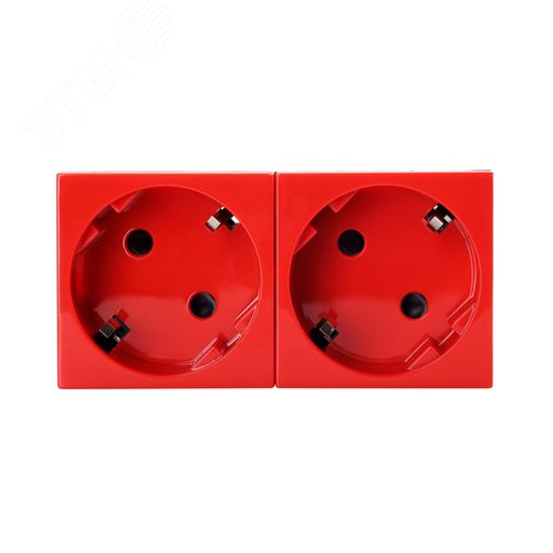 Изображение товара Розетка двойная 2 х 2P+E немецкий стандарт, с защитными шторками, с безвинтовым зажимом, 45 храдусов, красный (шт)