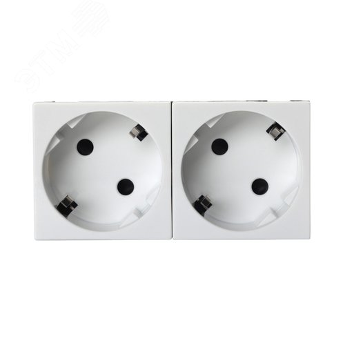 Изображение товара Розетка двойная 2 х 2P+E немецкий стандарт, с защитными шторками, с безвинтовым зажимом, 45 храдусов, белый (шт)