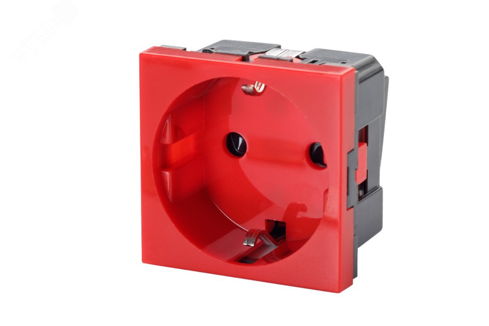 Изображение товара Розетка 2P+E немецкий стандарт с защитными шторками красная