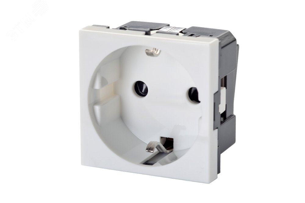 Изображение товара Розетка 2P+E немецкий стандарт 45x45 с защитными шторками белая