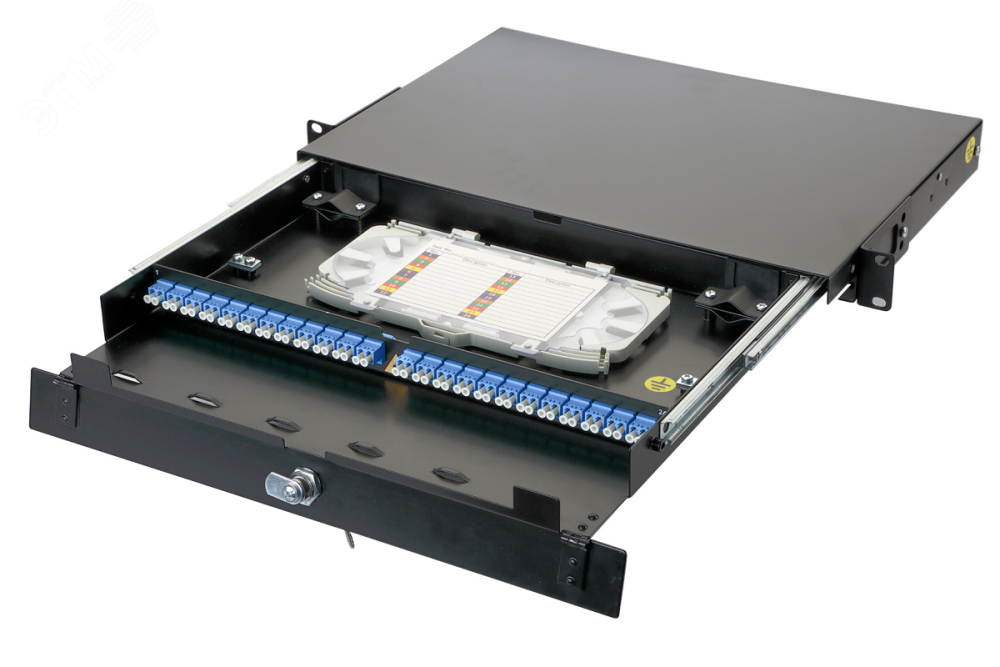 Изображение товара Оптическая панель 47D-24 1U выдвижная для кабельных систем ЦОД и офисных сетей