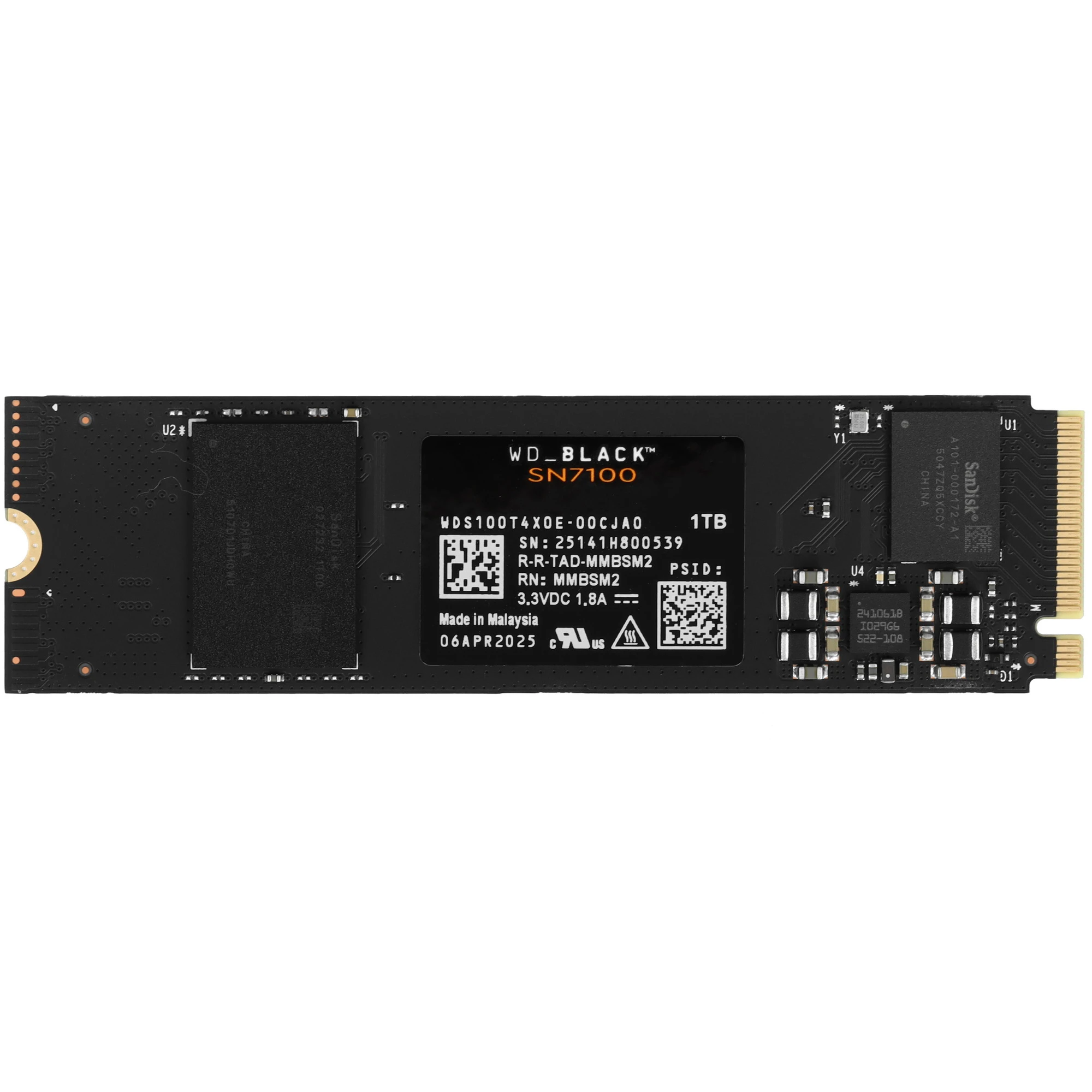 Накопитель SSD М.2 2280 1ТБ Black SN7100, NVMe    2.0, 3D TLC NAND, 7250/6900 МБ/с