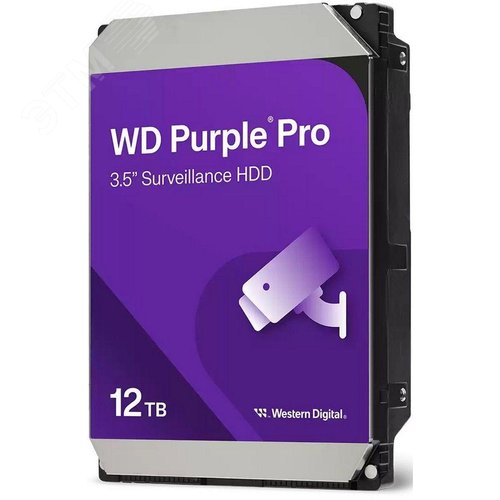 Изображение товара Жесткий диск 12TB Purple 3.5'', SATAIII, 7200 об/мин, 256 МБ (шт)