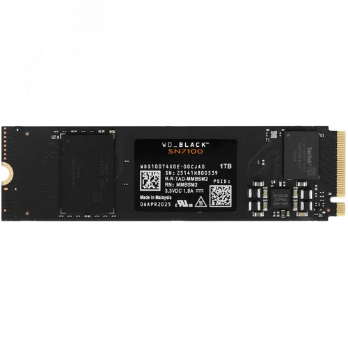 Изображение товара Накопитель SSD М.2 2280 1ТБ Black SN7100, NVMe 2.0, 3D TLC NAND, 7250/6900 МБ/с (шт)