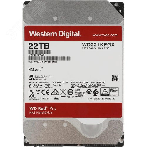 Изображение товара Жесткий диск 22TB Red Pro 3.5'', SATAIII, 7200 об/мин, 512 МБ (шт)