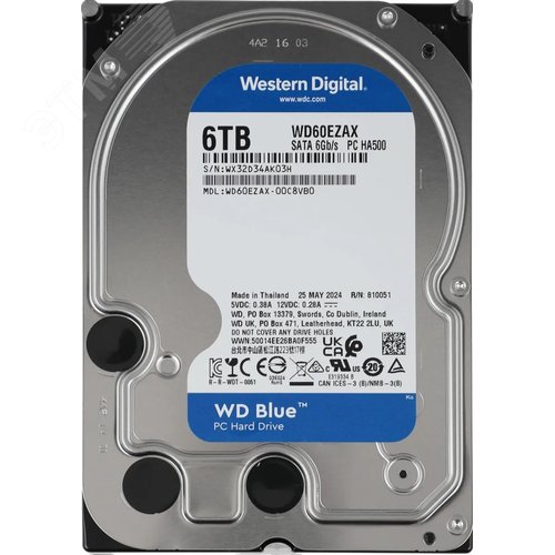 Изображение товара Жесткий диск 6TB Blue 3.5'', SATAIII, 5400 об/мин, 256 МБ (шт)