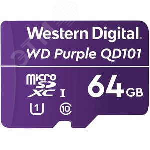 Карта памяти 64GB MicroSDXC Purple, Class 10, UHS-I U1 WDD064G1P0C Western Digital