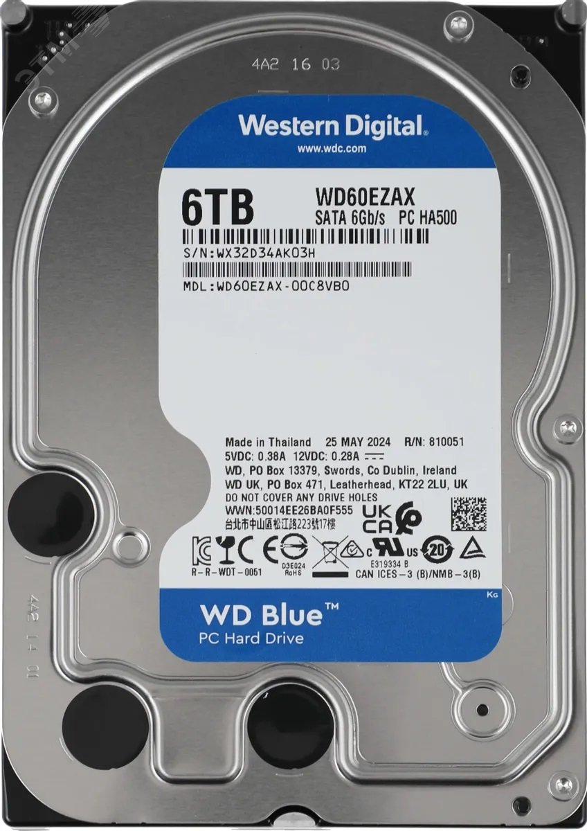 Изображение товара Жесткий диск 6TB Blue 3.5', SATAIII, 5400 об/мин, 256 МБ