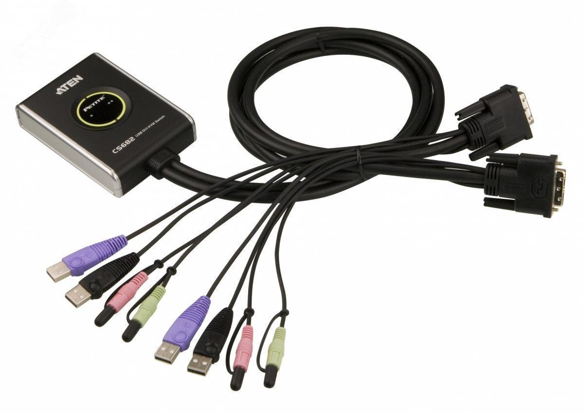 Изображение товара 2-портовый KVM переключатель DVI USB аудио ATEN CS682 для ПК