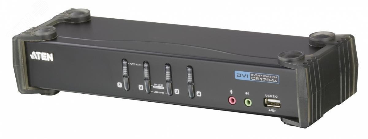 Переключатель KVM настольный, 4 порта, DVI-I, USB, 1920 x 1200 CS1764A Aten