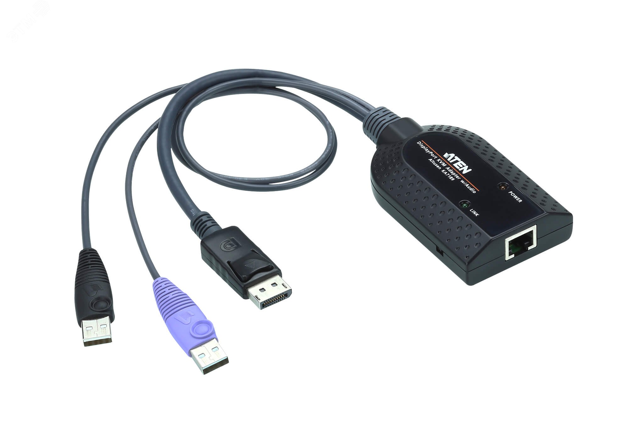 Изображение товара Адаптер KVM USB, DisplayPort c поддержкой Virtual Media (поддержка считывателя карт общего доступа и извлечения звука) (шт)