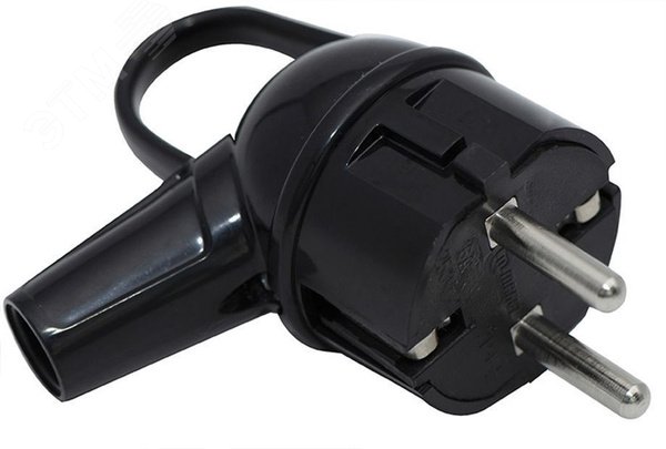 Изображение товара Вилка с кольцом с заземлением черная 16А Турция Makel