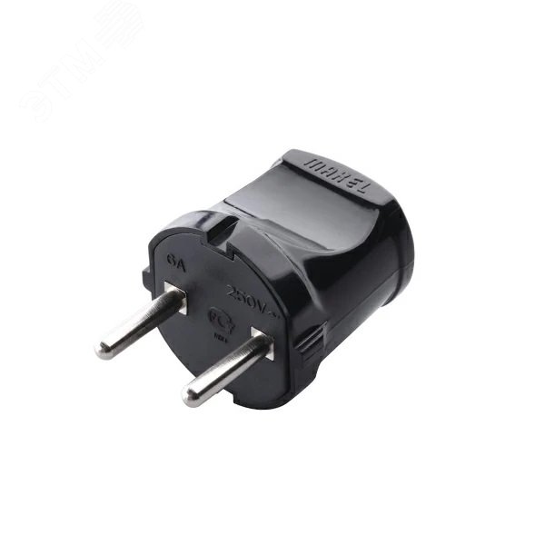 Изображение товара Вилка без заземления черная Makel 6А 220В IP20 для электрооборудования