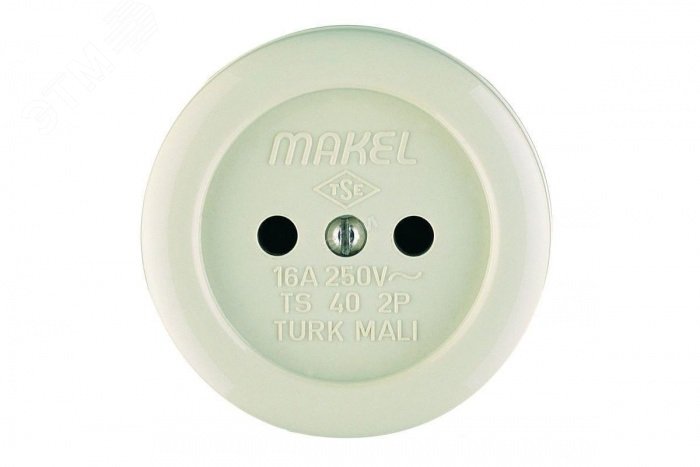 Изображение товара Розетка наружная без заземления круглая (керамика) (шт)