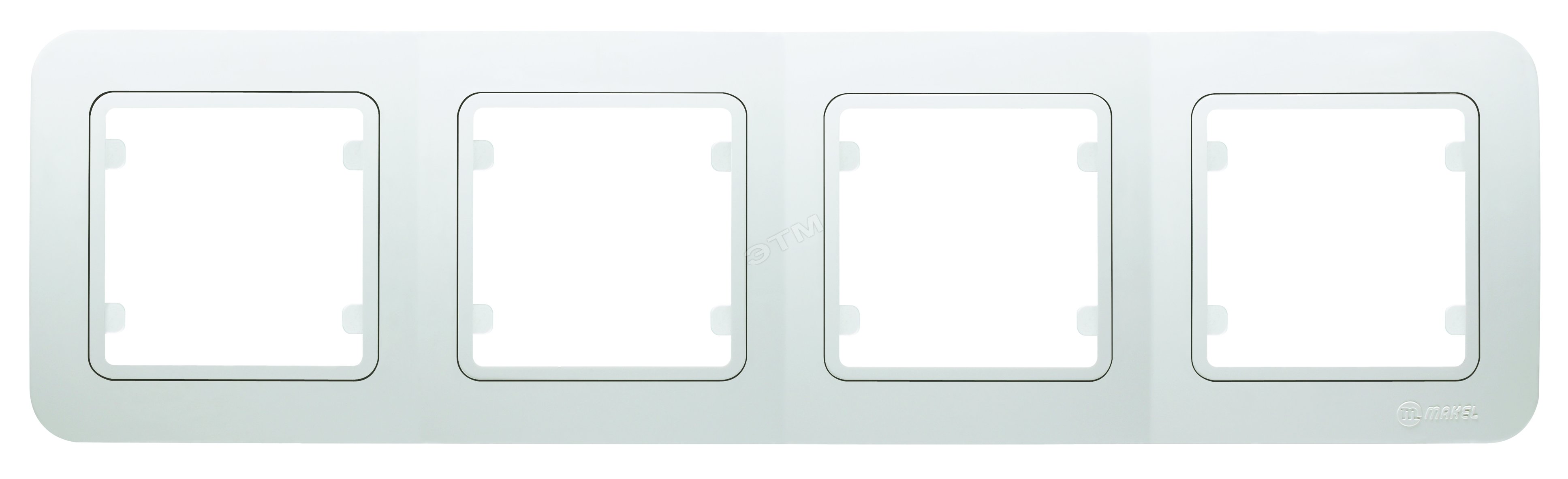 Изображение товара Белая рамка для электроснабжения с 4 постами и вставкой Makel Lillium