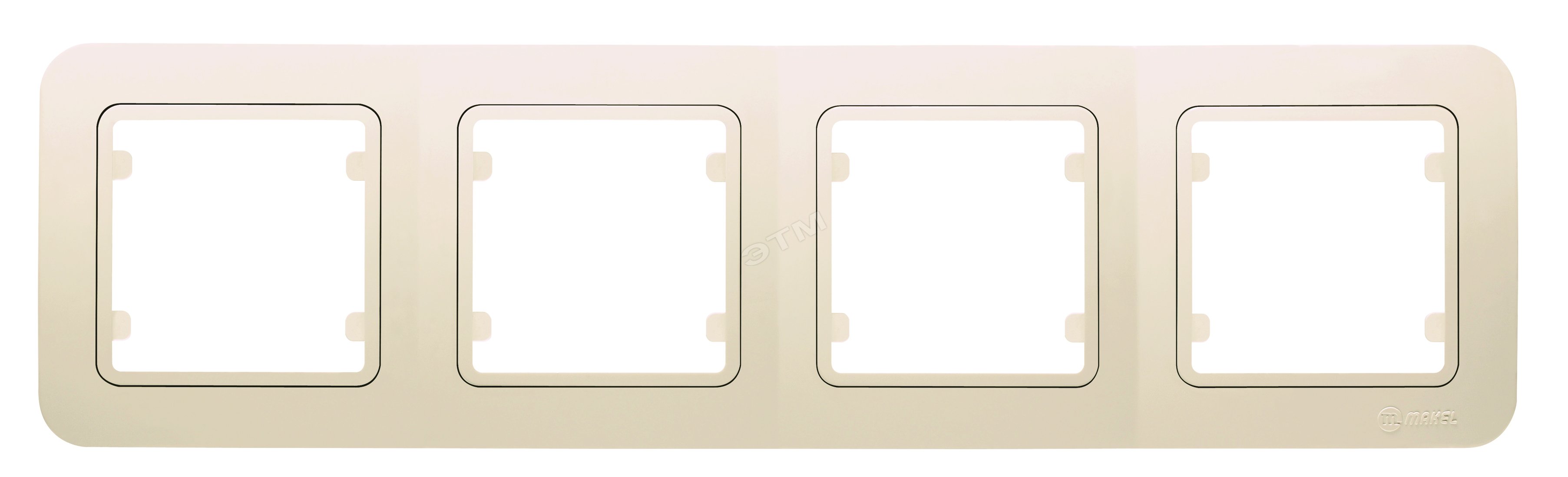 Изображение товара Рамка Lillium 4 поста бежевая с вставкой от Makel