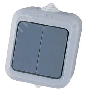 Изображение товара Двухклавишный выключатель IP44 серый Makel - надежное управление освещением