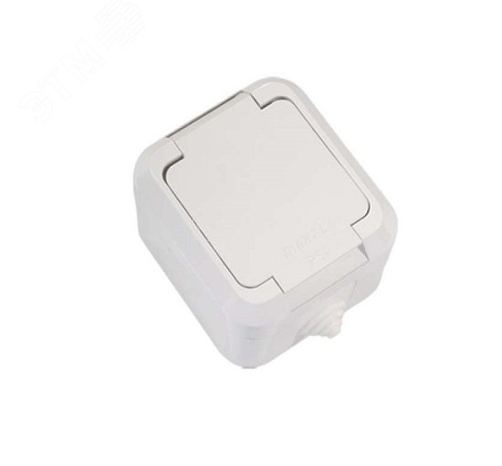 Изображение товара Розетка с крышкой белая IP44 для влажных помещений Makel 18304