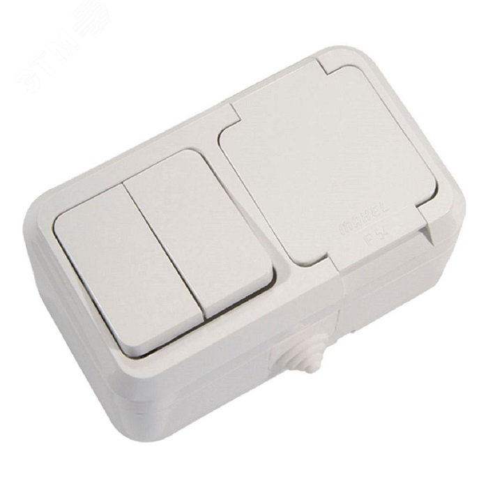 Изображение товара Блок розеточный Makel В2 с крышкой IP44 белый для открытого монтажа