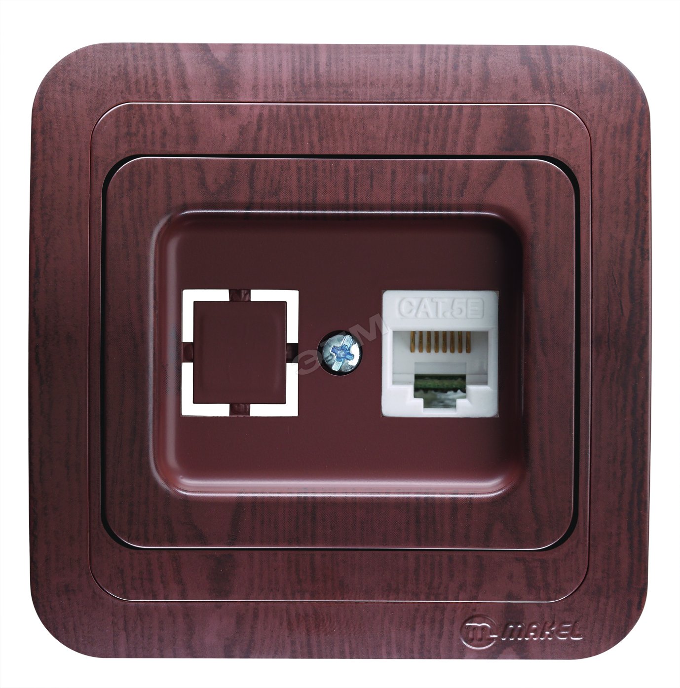 Изображение товара Rозетка компьютерная двойная Mimoza CAT5e орех скрытый монтаж IP20
