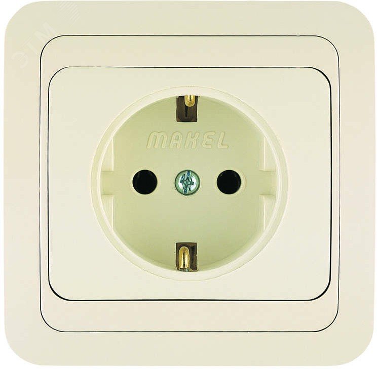 Изображение товара Мимоza розетка с заземлением из керамики бежевый 1 пост серия Mimoza Makel