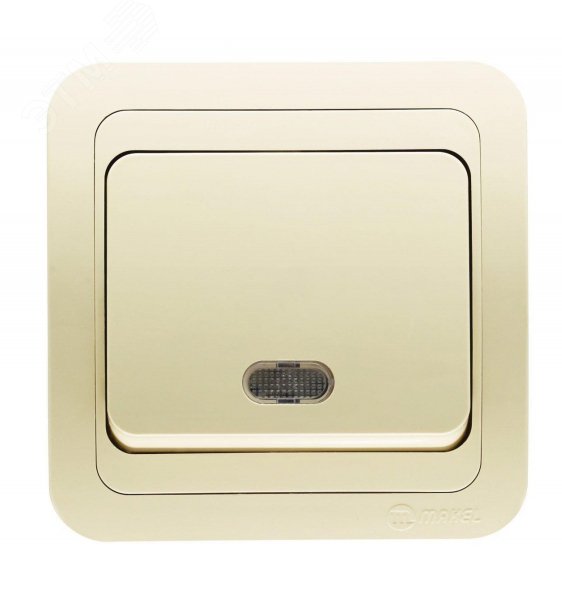 Изображение товара Выключатель одноклавишный с подсветкой серии Mimoza бежевый 1 клавиша