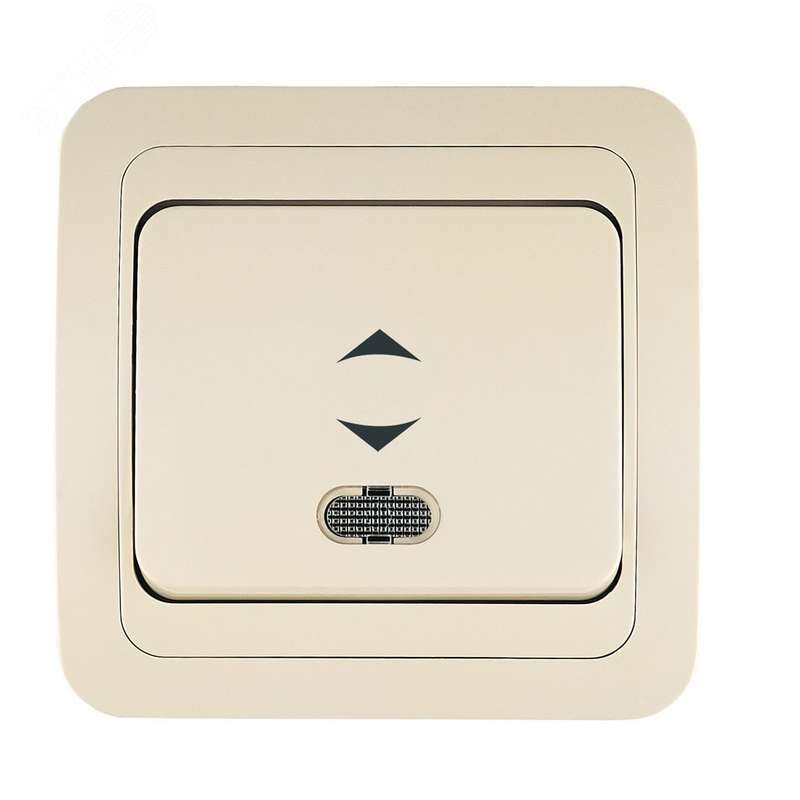 Изображение товара Выключатель одноклавишный проходной с подсветкой серия Mimoza бежевый