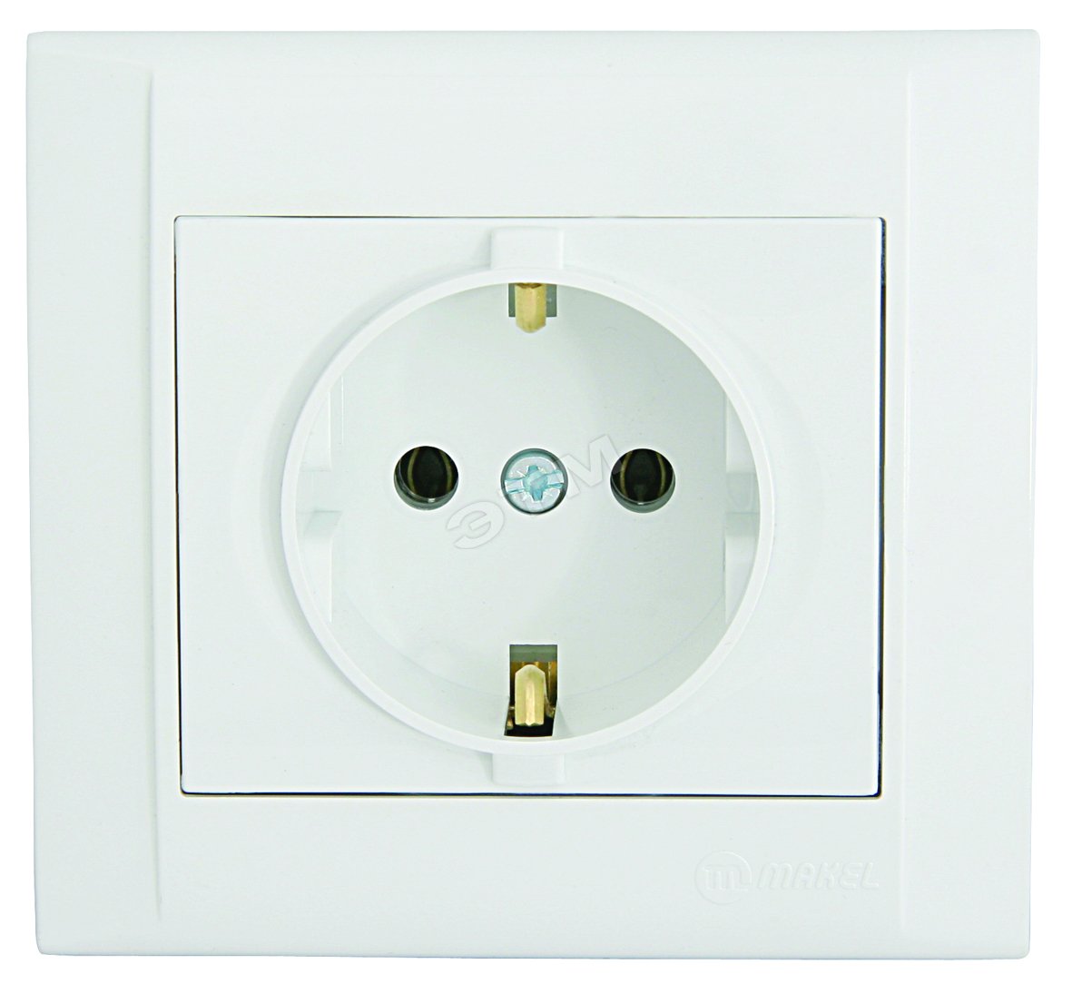 Изображение товара Розетка с заземлением из керамики серии Defne от Makel 220 В IP20 белая