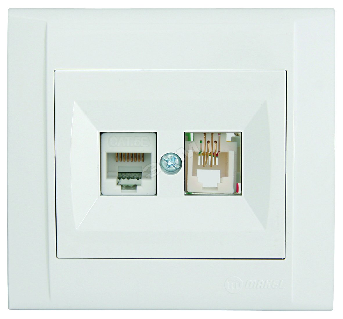 Изображение товара Defne Розетка компьютерная CAT5e + TF евро белая (шт)