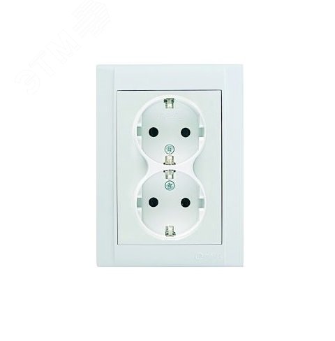 Изображение товара Двойная силовая розетка с заземлением серии Defne Makel белая
