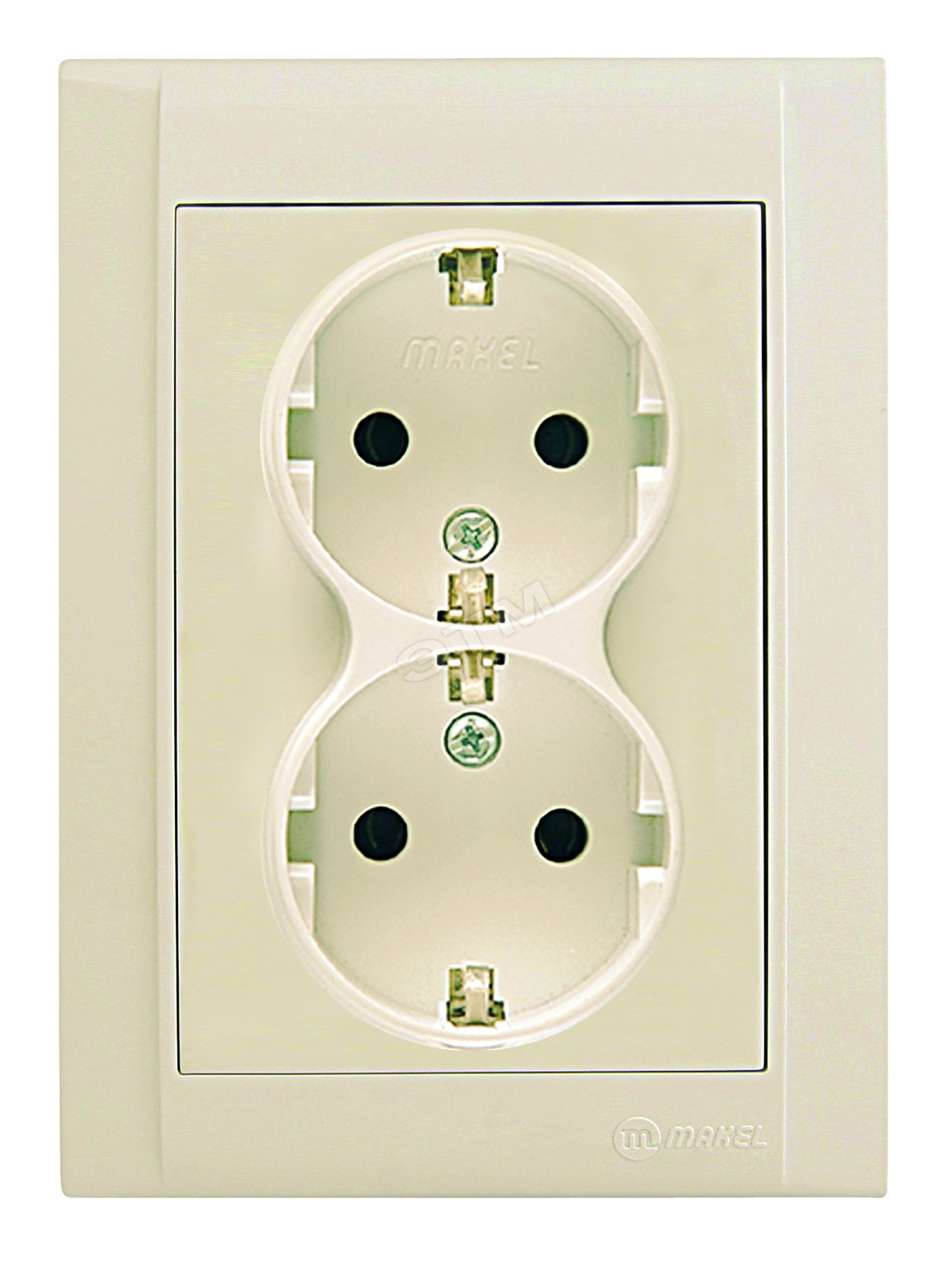 Изображение товара Розетка двойная с заземлением бежевая серия Defne Makel