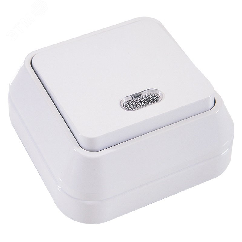 Изображение товара Выключатель одноклавишный наружный с подсветкой Makel белый 220 В 10 А