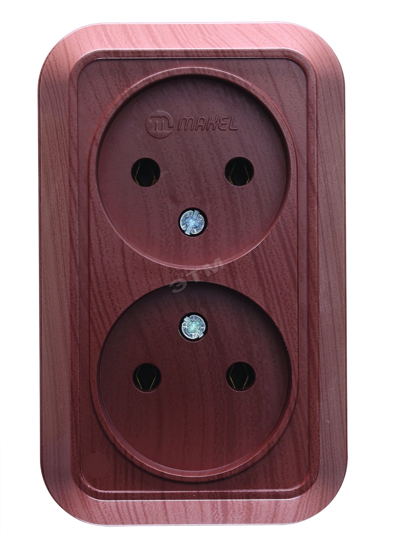 Изображение товара Розетка двойная наружная без заземления орех (шт)