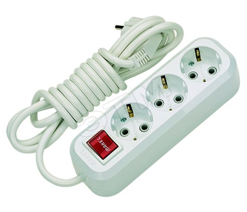 Изображение товара Удлинитель Makel 3x5 м с заземлением и выключателем белый для дома и офиса