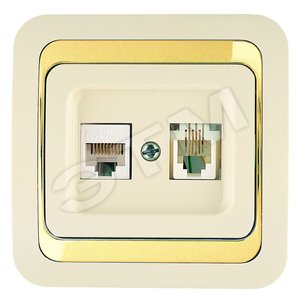 Изображение товара Mimoza Розетка САТ5e + TF евро бежевая/золото (шт)