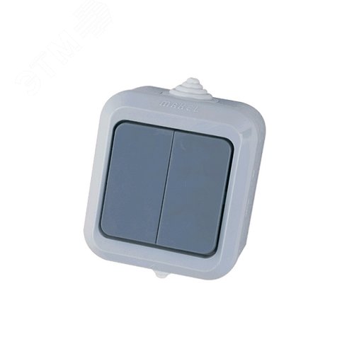 Изображение товара Выключатель двухклавишный серый IP44 (шт)