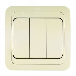 Изображение товара Mimoza Выключатель трехклавишный кремовый (шт)