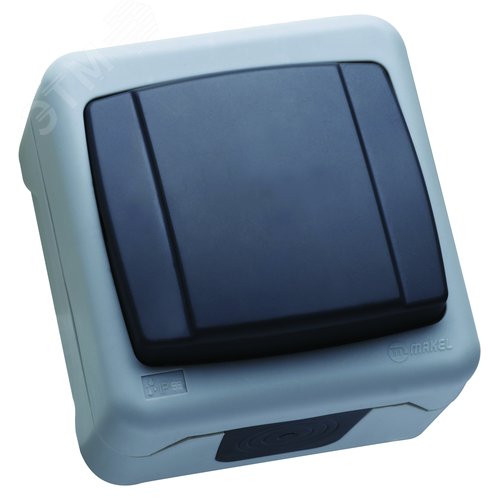 Изображение товара Выключатель одноклавишный проходной IP55, серый (шт)