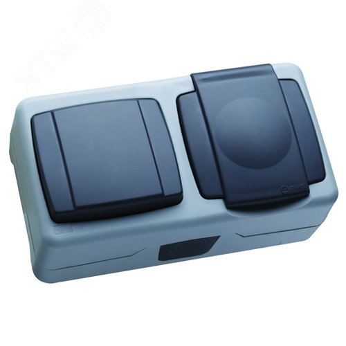 Изображение товара Выключатель одноклавишный и розетка с крышкой IP55 (шт)