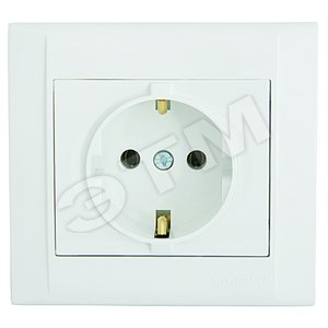 Изображение товара Defne Розетка с заземлением керамика белая (шт)