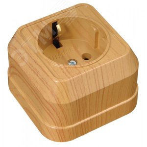 Изображение товара Розетка наружная с заземлением (квадрат) дуб (шт)