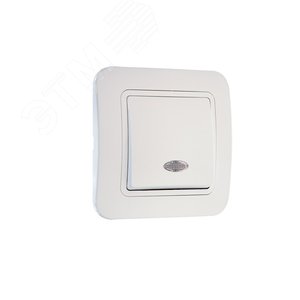 Изображение товара Выключатель одноклавишный, с подсветкой, белый (шт)