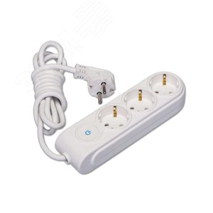 Изображение товара Удлинитель нового поколения 3 гнезда с защитой от детей с/з и выключателем 2 m c монтажным аппаратом (шт)