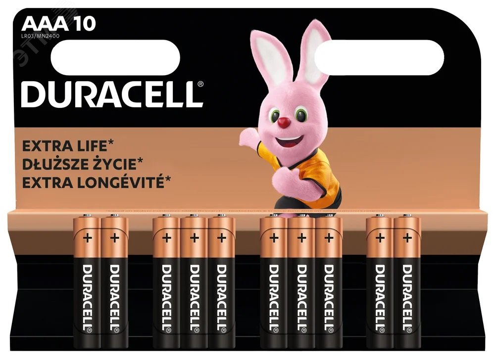 Изображение товара Щелочные батарейки Duracell LR03-10BL BASIC AAA 10 шт. 1,5V