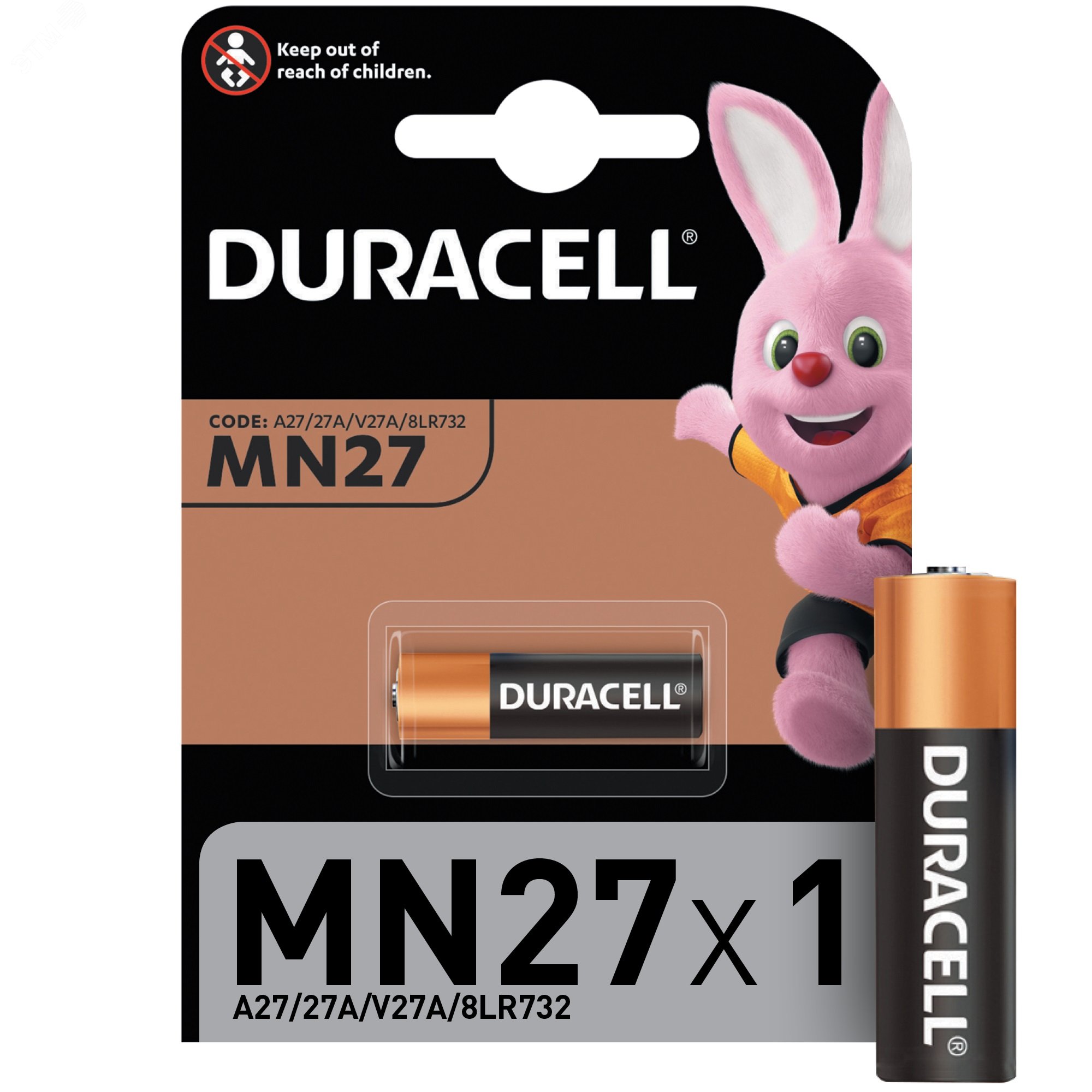 Изображение товара Элемент питания MN27 12 В воздушно-цинковый Duracell для слуховых аппаратов и устройств безопасност